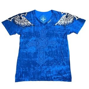 Affliction Live Fast Blue T Shirt Short Sleeve XL